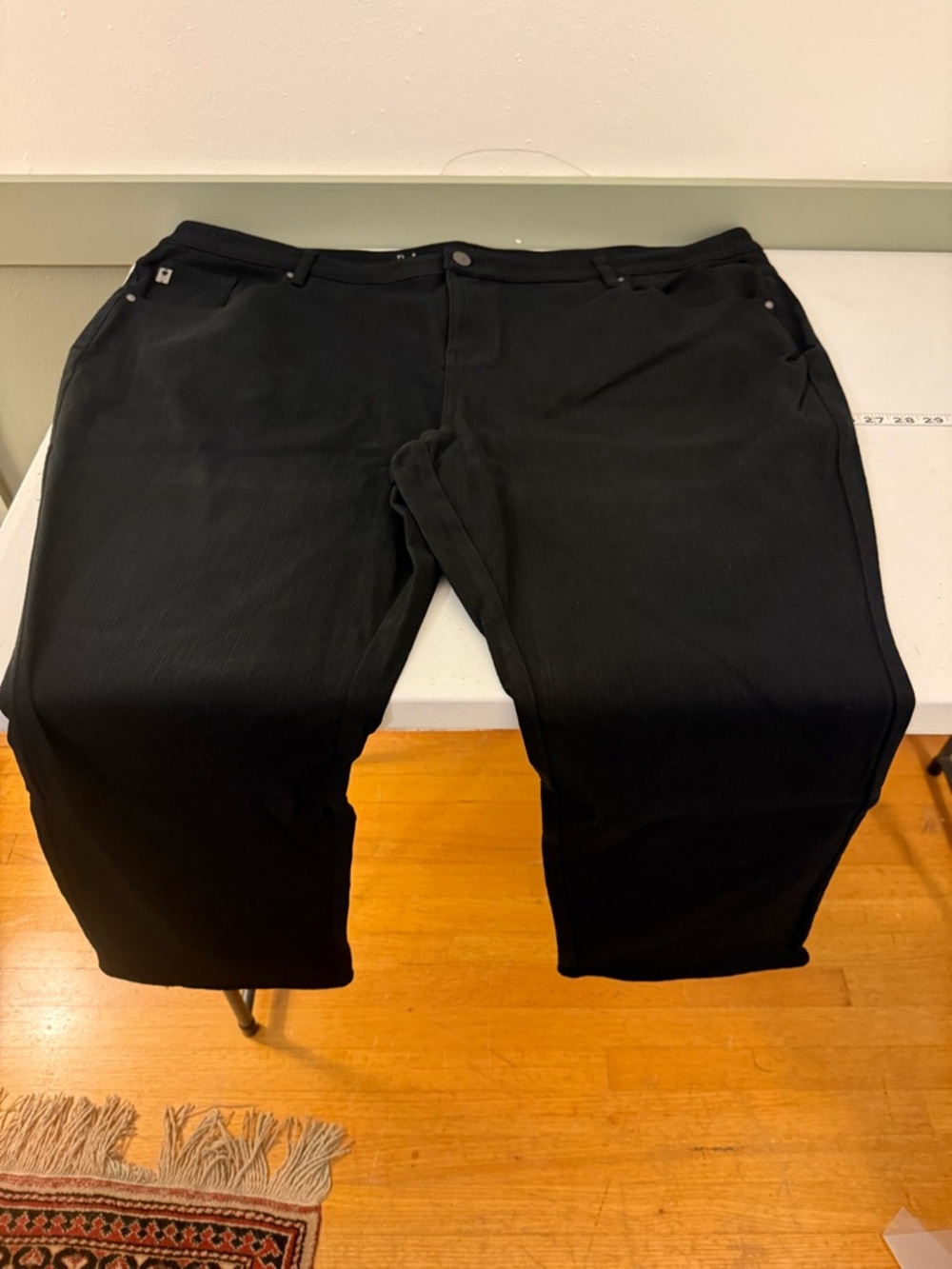 Belle by Kim Gravel Black Women's Pants with Embroidered Waistband